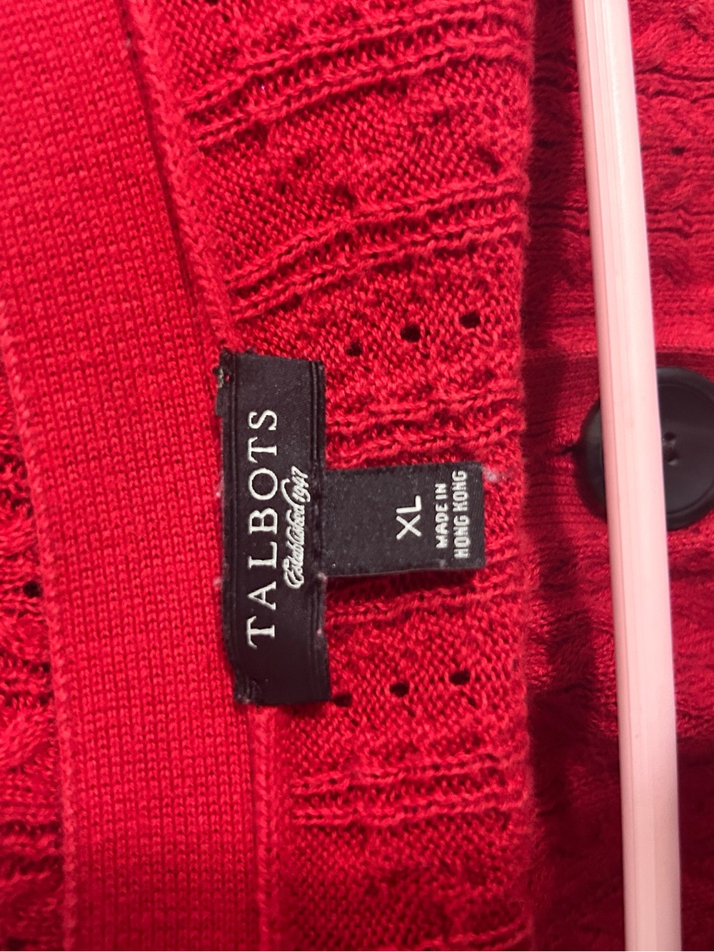 Talbots Red Cable-Knit Button Cardigan - Picture 5 of 5